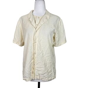 Veri lyocell butter yellow button down shirt